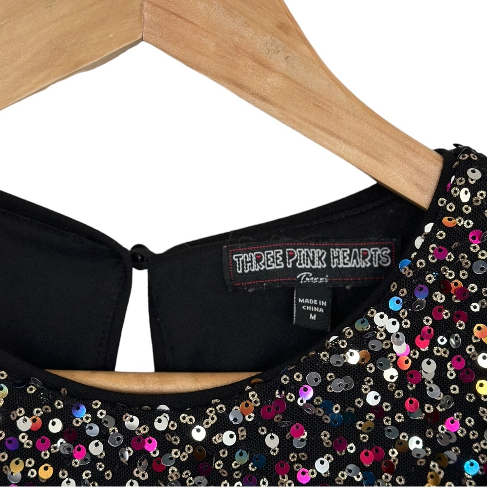 Three Pink Hearts Sequin Side Tie Jumpsuit - Girls Size M - Picture 3 of 6
